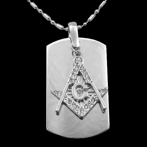 Masonic dog tag w/crystals