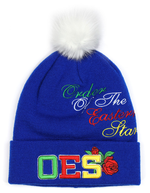 OES Eastern Star knit hat with pom pom (4 designs)