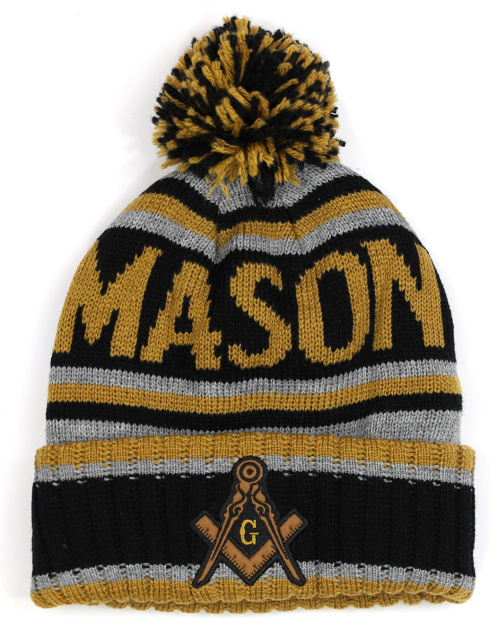 Mason Masonic pom knit beanie cap- 3 designs