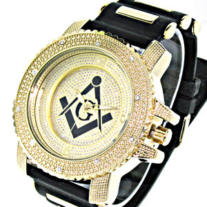 Masonic Hip Hop Bling Watch Black