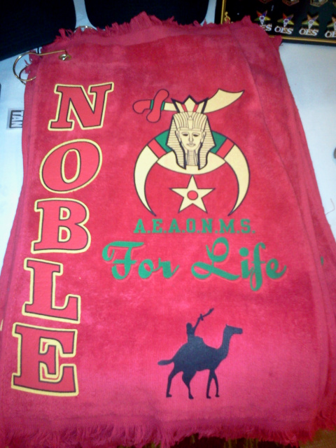 Shriner Noble Silk Screened grommeted golf towel