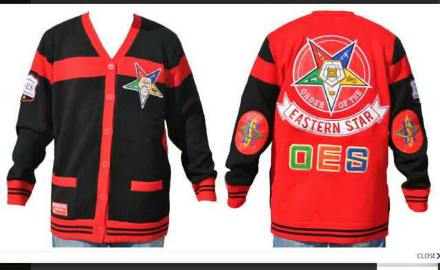 OES Eastern Star Heavy Cardigan Sweater