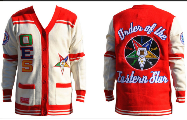 OES Eastern Star Heavy Cardigan Sweater
