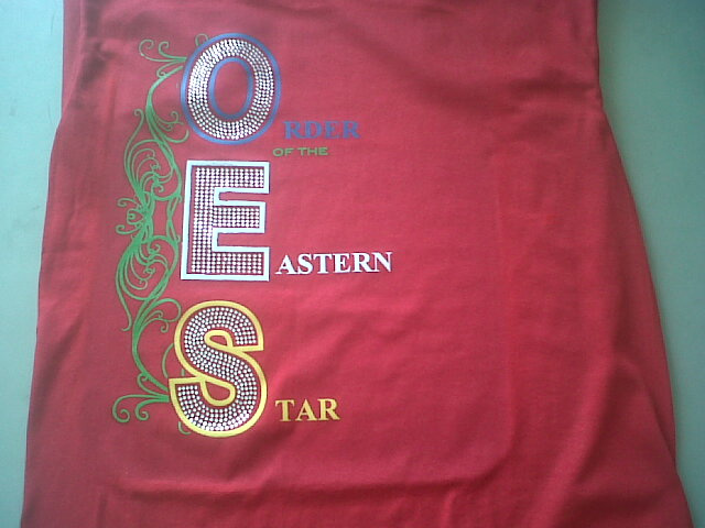 OES Order of Eastern Star Rhinestone Letter tee shirt "new item"